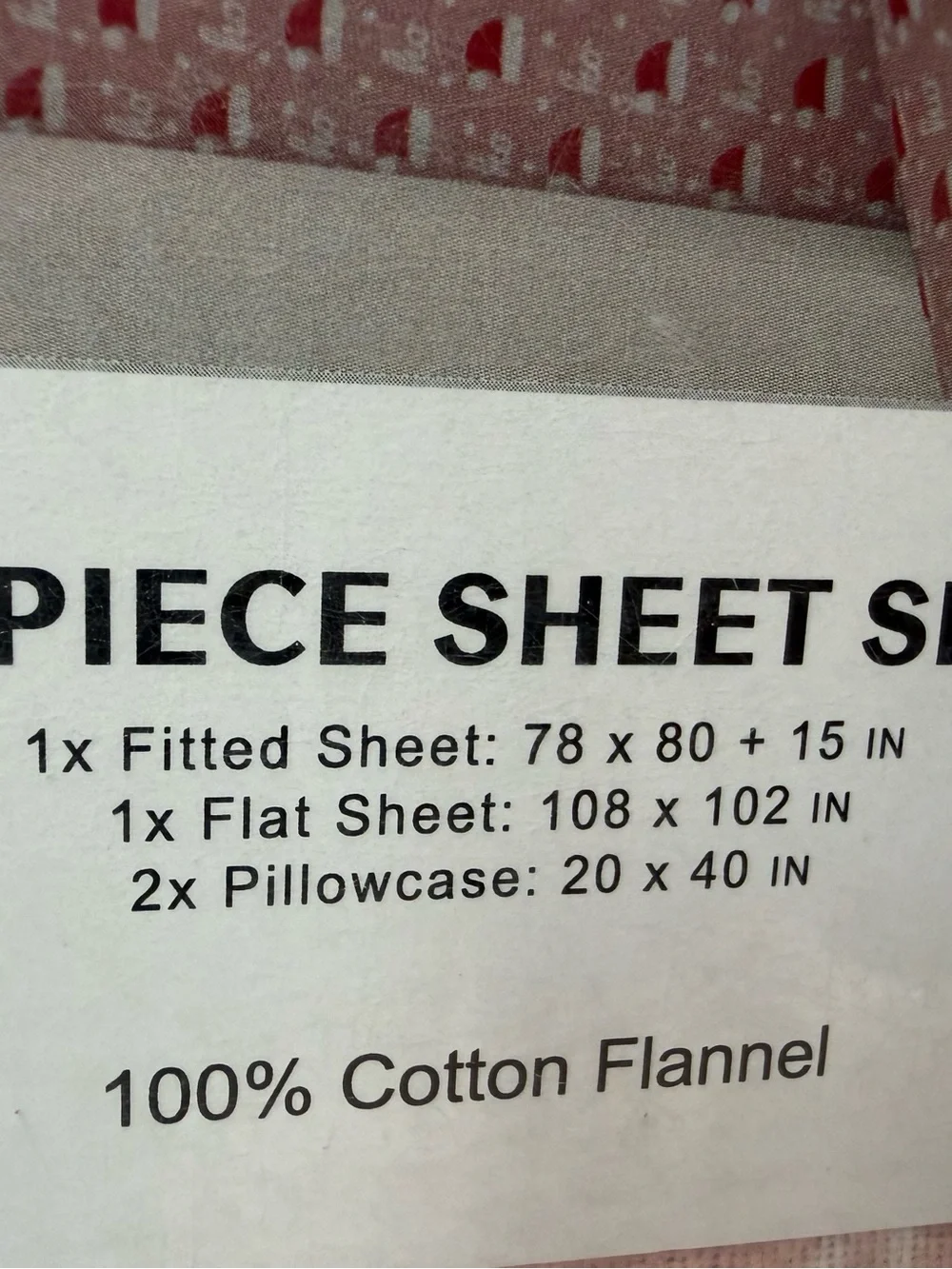 Brushed Cotton Flannel 4-Piece Sheet Set in Red Pattern